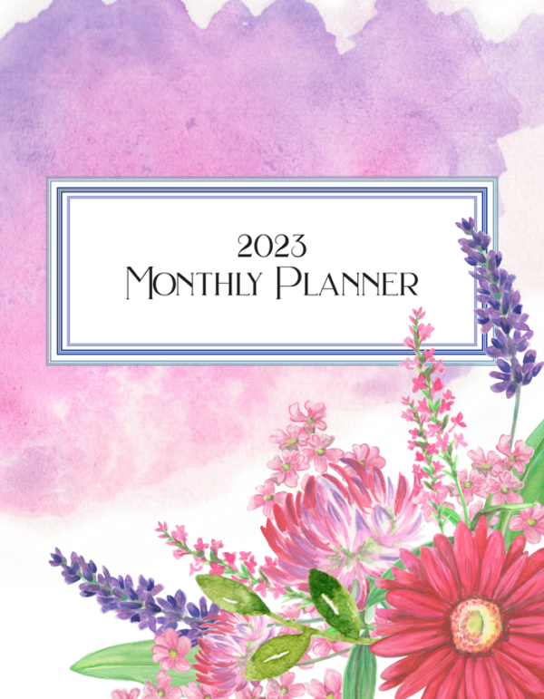 calendar planner watercolor bouquoet