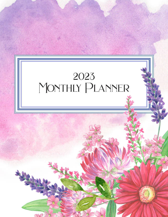 calendar planner watercolor bouquoet