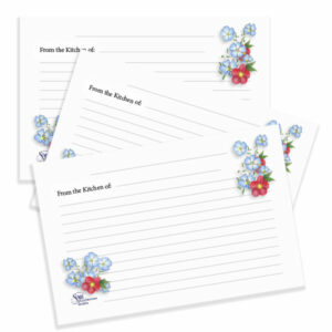 4x6 recipe cards blue flax flower Christmas rose