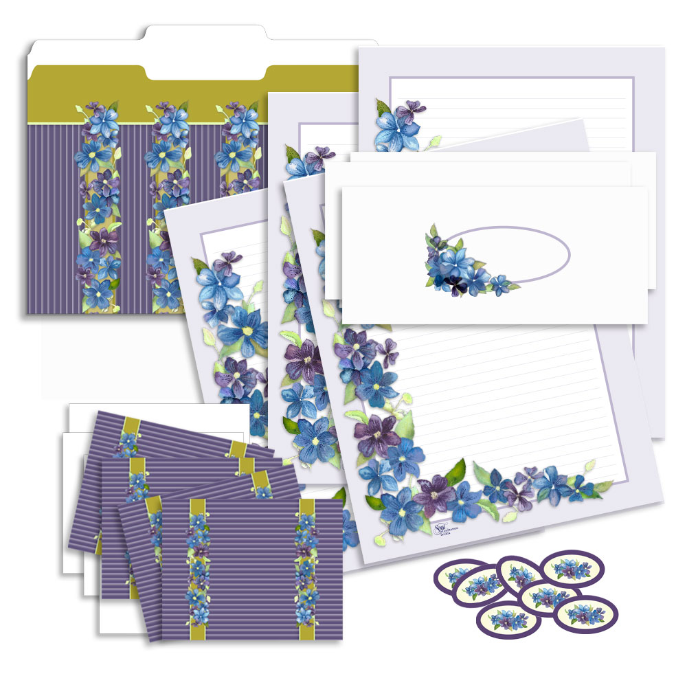 clematis stationery set