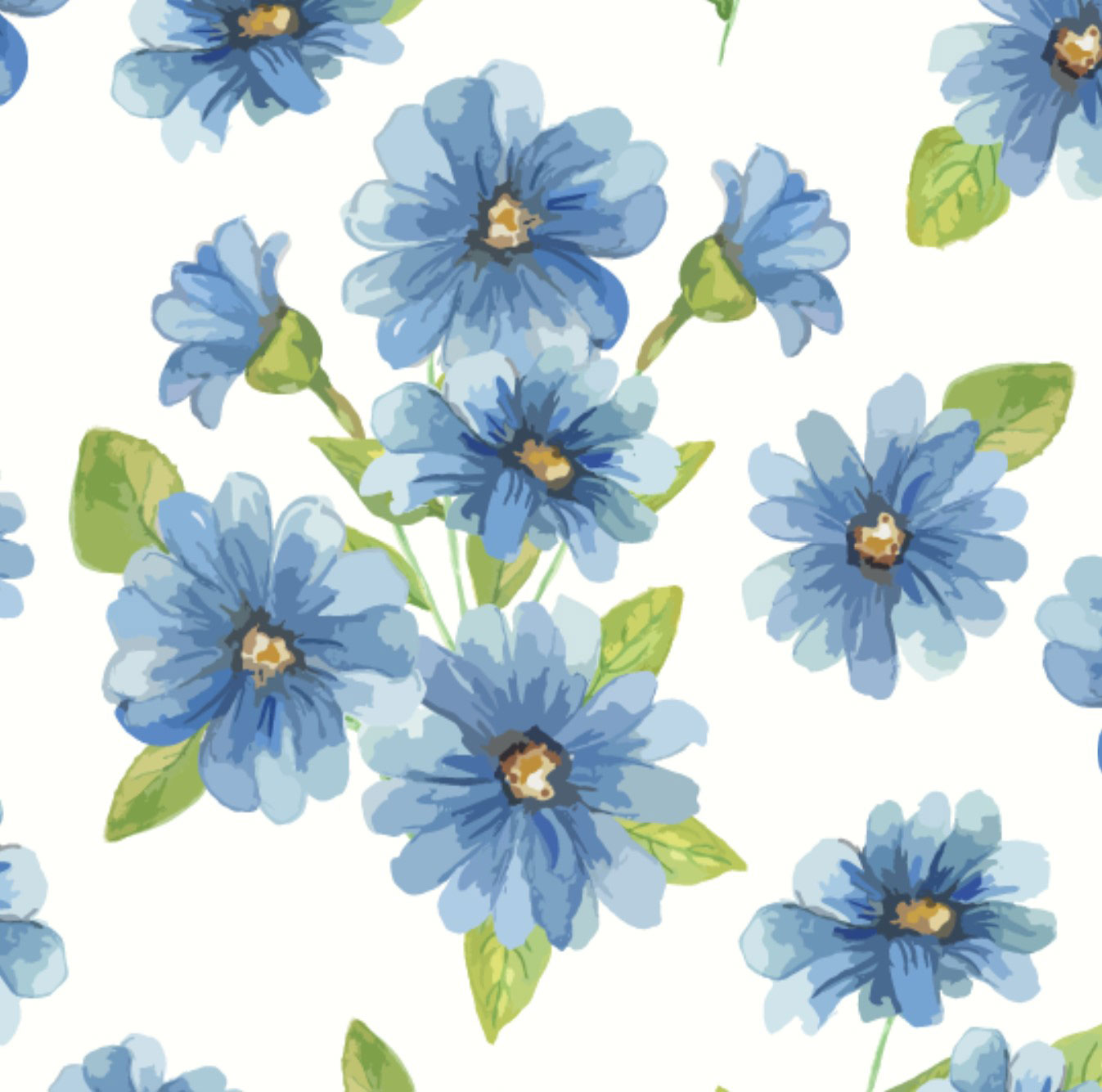 water colored blue daisies