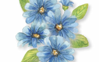 Water Colored Blue Daisies