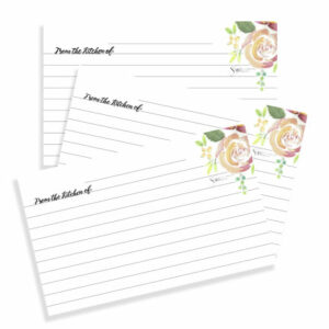 Watercolor Rose Recipe Cards 3.5 x 5